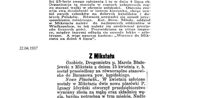 Dziennik Ostrowski 1937 kwiecień 2