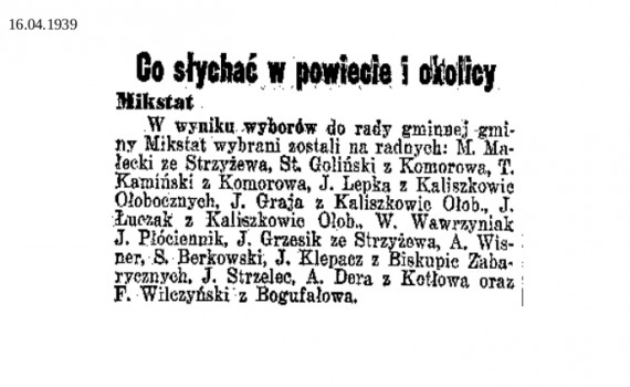 Dziennik Ostrowski 1939 kwiecień 1