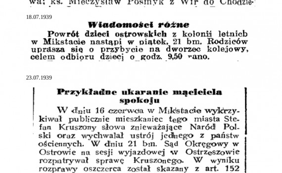Dziennik Ostrowski 1939 lipiec 1