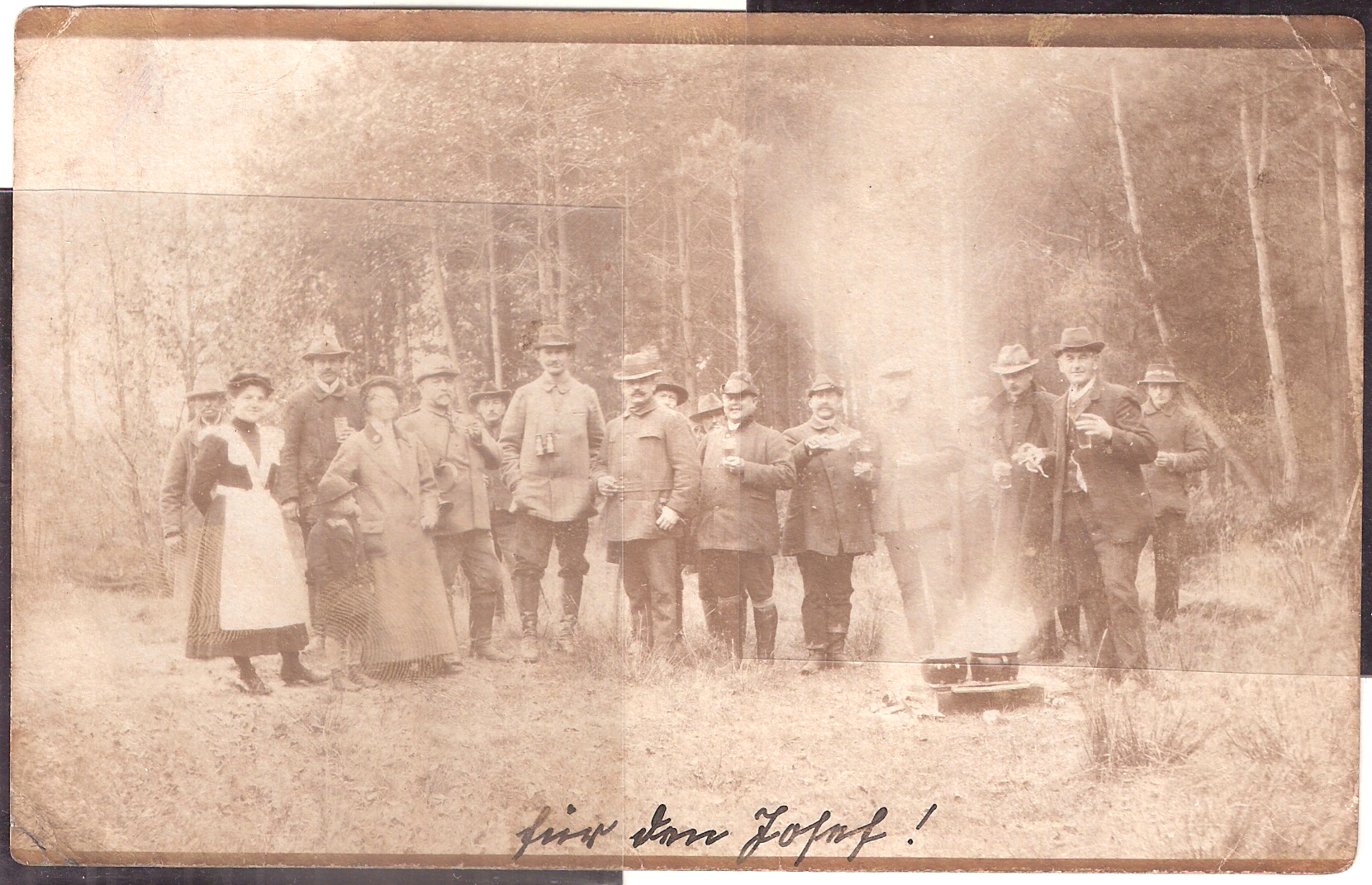 1911 polowanie w lesie mikstackim w środku burmistrz Richard Cleve i leśniczy Gastauer