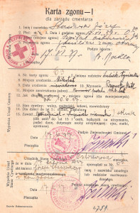 1937 karta zgonu dla zarządu cmentarza